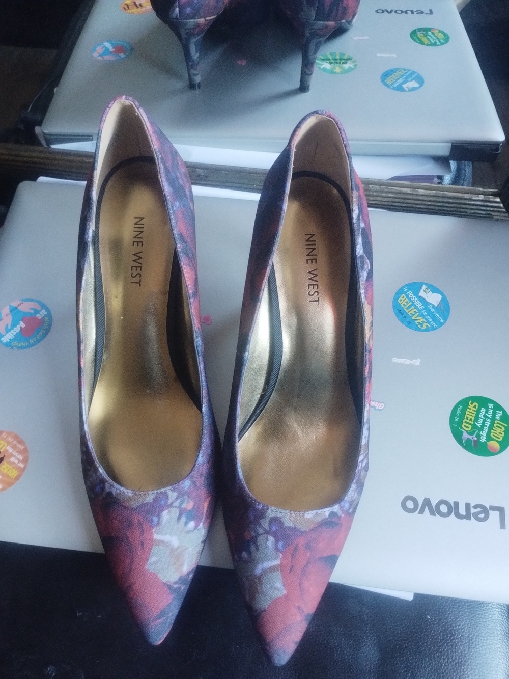 Nine West Floral Pointed-Toe Pumps in Purple and Pink